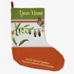 Monarch butterfly lifecycle large christmas stocking