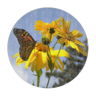 Monarch Butterfly N Sunflowers Cutting Board