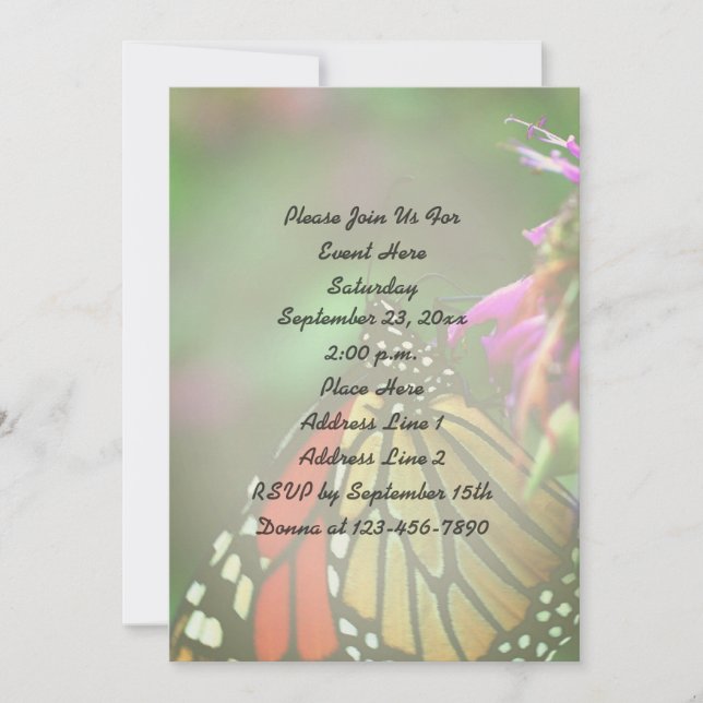 Monarch Butterfly Nature  Invitation (Front)
