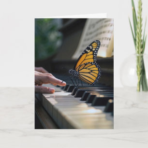 Monarch Butterfly On a Piano Keyboard Card