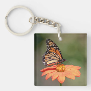 Monarch Butterfly on an orange flower Key Ring