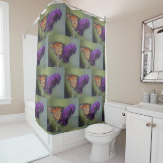 Monarch Butterfly On Butterfly Bush Shower Curtain