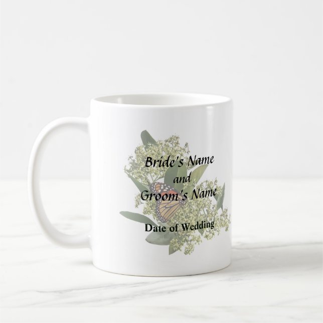 Monarch Butterfly on Euonymus Coffee Mug (Left)
