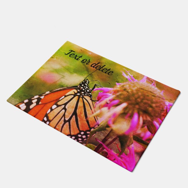 Monarch Butterfly On Flower Abstract Personalised  Doormat (Angled)