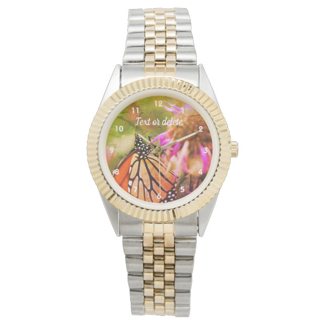 Monarch Butterfly On Flower Abstract Personalised Watch (Front)