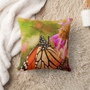 Monarch Butterfly On Flower Close Up Abstract  Cushion