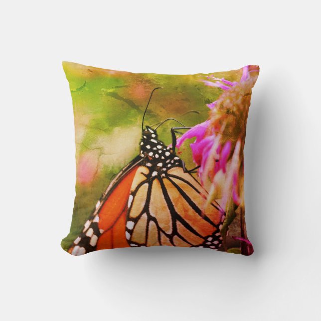 Monarch Butterfly On Flower Close Up Abstract  Cushion (Front)