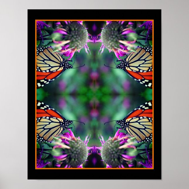 Monarch Butterfly On Flower Close Up Abstract  Poster (Front)