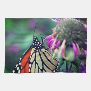 Monarch Butterfly On Flower Close Up   Tea Towel