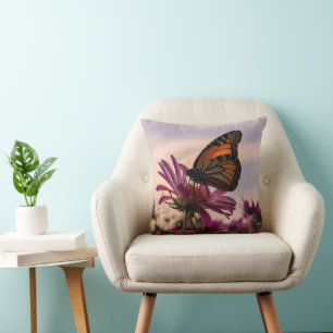Monarch Butterfly on Flower Cushion