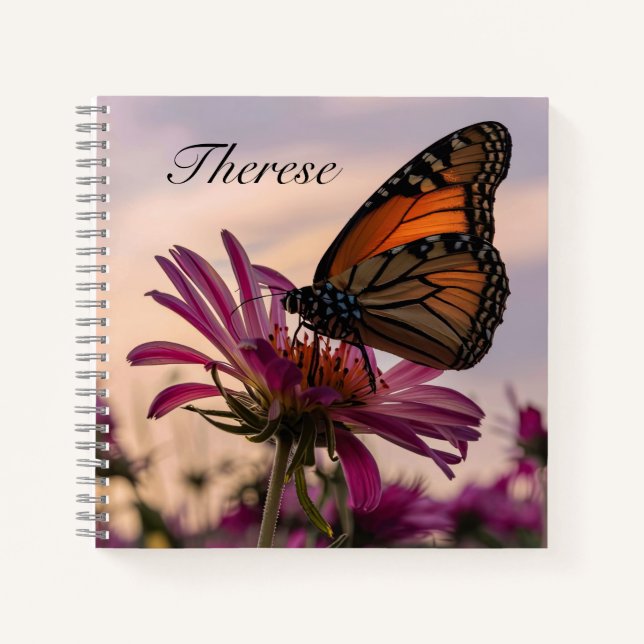 Monarch Butterfly on Flower Personalised Notebook (Front)