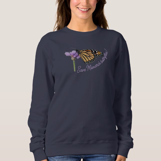 Monarch butterfly, on flower, sweatshirt (Front)