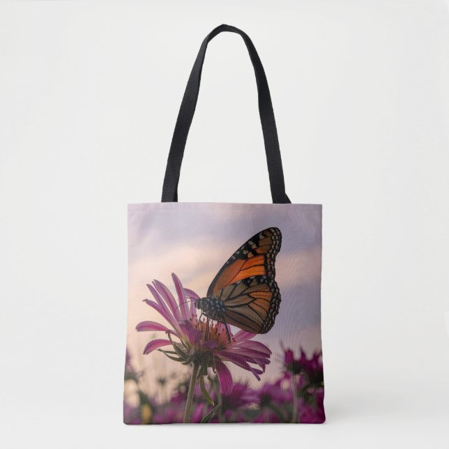 Monarch Butterfly on Flower Tote Bag (Front)
