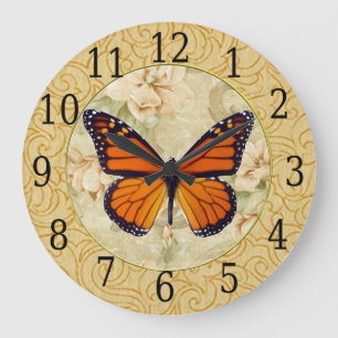 Monarch Butterfly On Flowers Clock