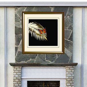 Monarch Butterfly on Golden Palm Frond Foil Prints