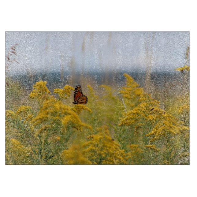 Monarch Butterfly on Goldenrod  Cutting Board (Front)