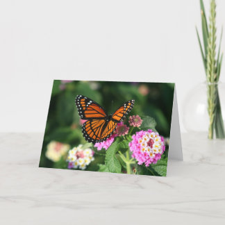Monarch Butterfly on Lantana Flower Card