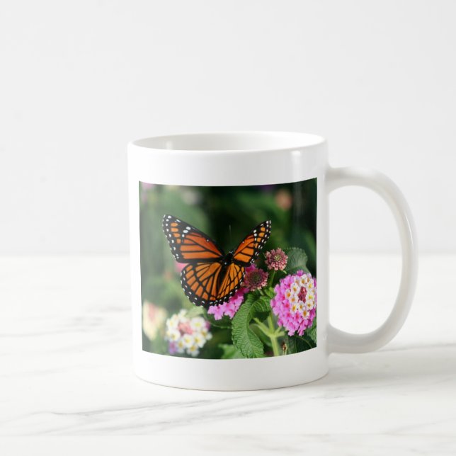 Monarch Butterfly on Lantana Flower Coffee Mug (Right)