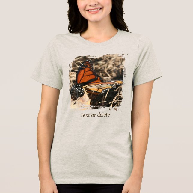 Monarch Butterfly On Leaf Personalized Nature Tri-Blend Shirt (Front)