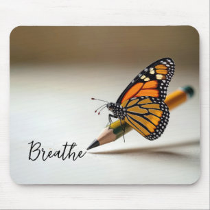 Monarch Butterfly On Pencil With Text Mouse Pad