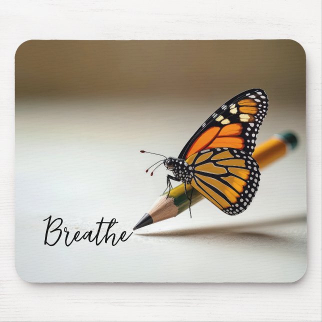 Monarch Butterfly On Pencil With Text Mouse Pad (Front)