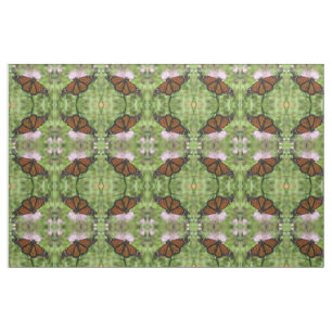 Monarch Butterfly on Pink Thistle Fabric