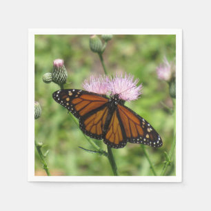 Monarch Butterfly on Pink Thistle Napkins