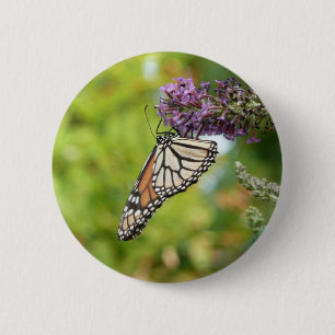 Monarch Butterfly on Purple Butterfly Bush 6 Cm Round Badge