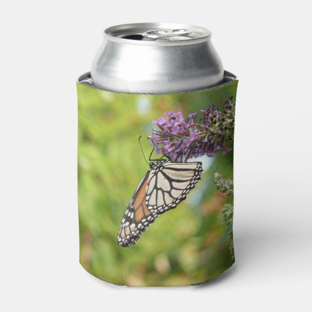 Monarch Butterfly on Purple Butterfly Bush Can Cooler (Can Front)