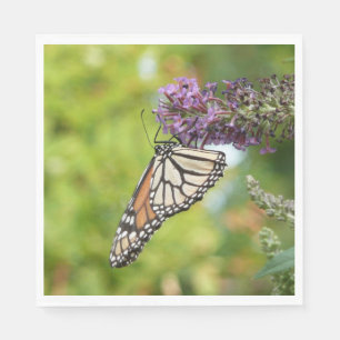 Monarch Butterfly on Purple Butterfly Bush Napkin