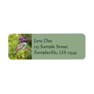 Monarch Butterfly on Purple Butterfly Bush Return Address Label