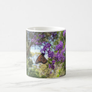 Monarch Butterfly on Purple Flowers Coffee Mug