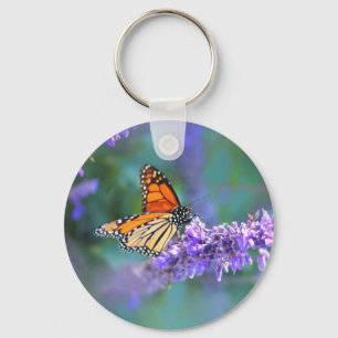 Monarch Butterfly on Purple lilac Flower Key Ring