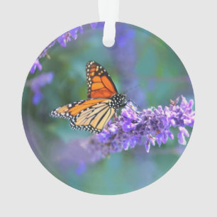 Monarch Butterfly on Purple lilac Flower Ornament