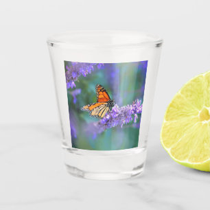 Monarch Butterfly on Purple lilac Flower Shot Glass