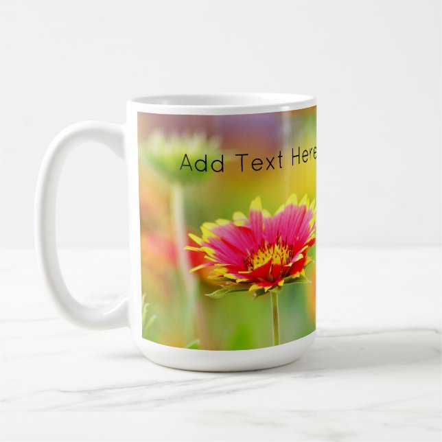 Monarch Butterfly on Red and Yellow Flower Coffee Mug (Left)