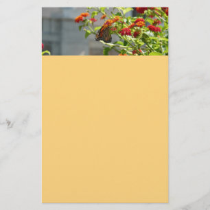 Monarch Butterfly on Red Butterfly Bush Stationery
