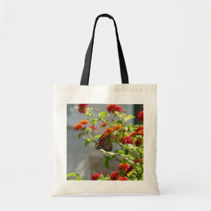 Monarch Butterfly on Red Butterfly Bush Tote Bag