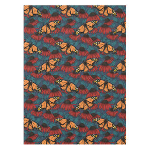 Monarch butterfly on red coneflowers tablecloth