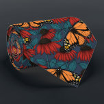 Monarch butterfly on red coneflowers tie<br><div class="desc">Hand-drawn seamless pattern with coneflowers and monarch butterflies.</div>