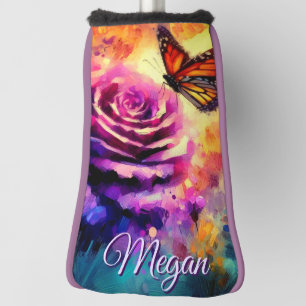 Monarch Butterfly on Rose at Sunset Personalised Golf Head Cover