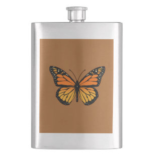 Monarch Butterfly on Sienna Hip Flask