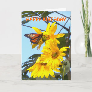 Monarch Butterfly on Sunflower Birthday Card