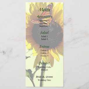 Monarch Butterfly on Sunflower Wedding Menu