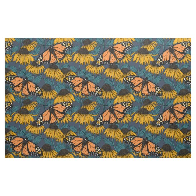 Monarch butterfly on yellow coneflowers fabric (Fat Quarter)