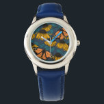 Monarch butterfly on yellow coneflowers watch<br><div class="desc">Hand-drawn seamless pattern with coneflowers and monarch butterflies.</div>