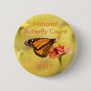 Monarch Butterfly on Zinnia 6 Cm Round Badge