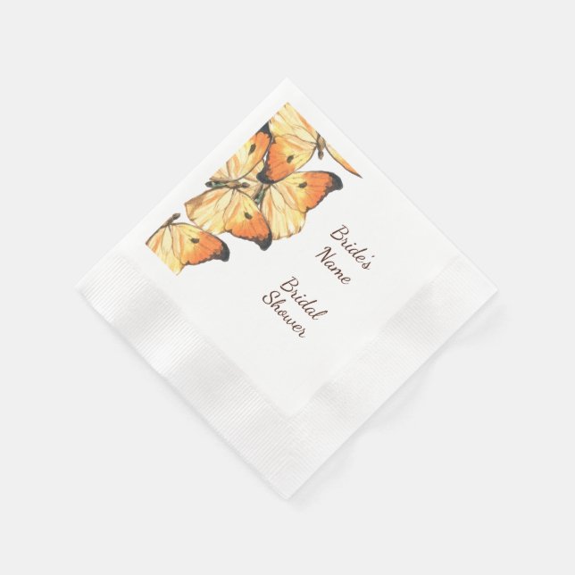 Monarch Butterfly Orange Bridal Shower Napkin (Corner)