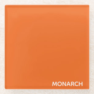 Monarch butterfly orange color name glass coaster