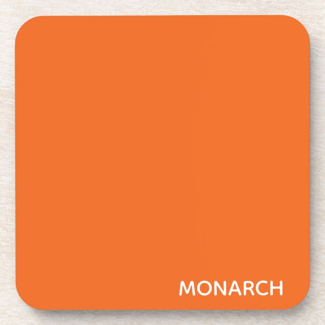 Monarch butterfly orange colour name coaster (Front)